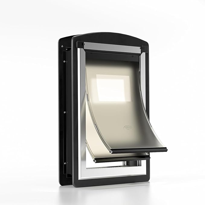 Cat Door for Exterior, Fits Cats Up to 15/40LBS, White, S&M (Black-M)