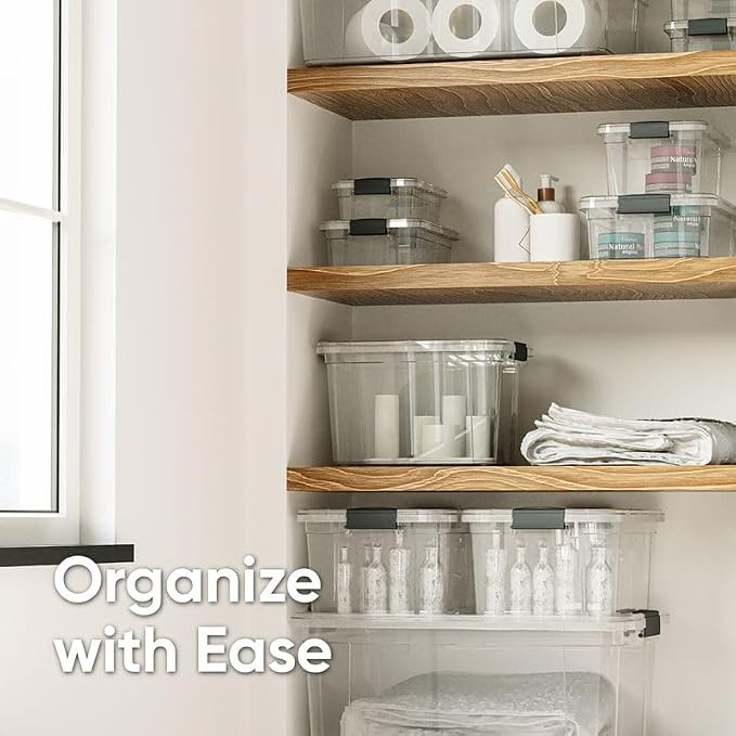 Superio 3.4 Quart Clear Plastic Storage Boxes with Lids, Stackable Organizer Containers, BPA-Free Storage Bins for Home, Office, School & Dorm, 10 Pack