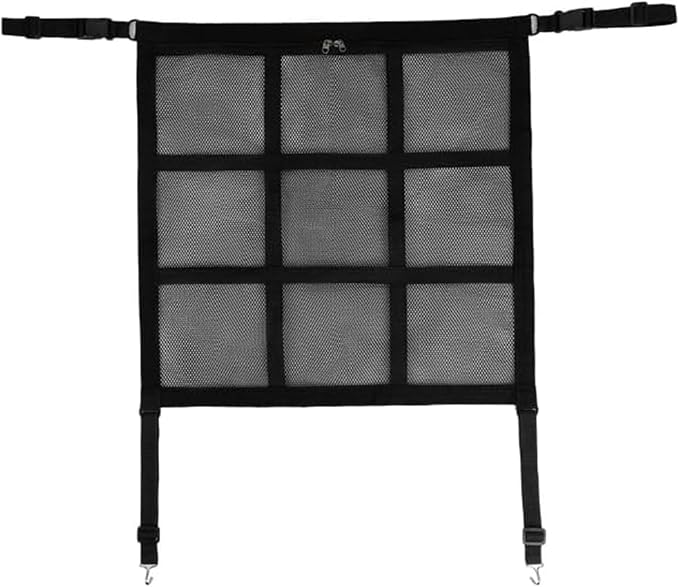 Car Seat Pet Barrier Mesh Organizer Storage Pocket Adjustable Strap | 58×58CM Backseat Pet Divider with Storage Pocket Dog Barrier for Front Seats Auto Back Seat Net for Pet Safety & Car Storage