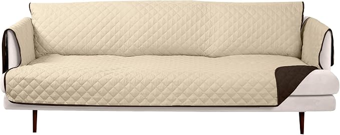 Furhaven Water-Resistant & Reversible XL Sofa/Couch Cover Protector for Dogs, Cats, & Children - Two-Tone Pinsonic Quilted Living Room Furniture Cover - Espresso/Clay, Extra Large Sofa