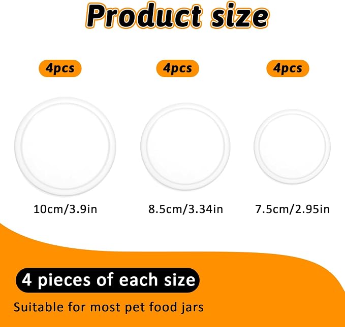 Giantree 12 Pcs Pet Food Can Covers, Large Medium & Small Plastic Tight Seal Lids Universal Cat Dog Food Can Lids for Canned Goods or Pet Dog Cat Food Saver Reusable