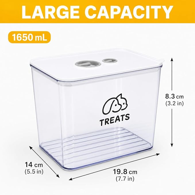 4Qt Pet Food Storage Containers, Airtight Dog Food Storage Container with Chronograph Wheel Design, Dog Treat Container with Suitable for Pet,Bird Seeds,Dog & Cat Treats(White)
