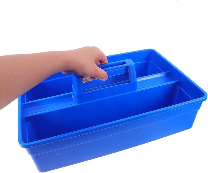 Alasum Multifunctional Portable Veterinary Tools Storage Box with 3-divided Compartments, Plastic Easy to Clean Organizer Tote with Handle for On-the-go Use and Farm