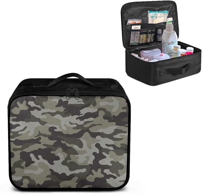 Rnyleeg Green Camo First Aid Bag Home Portable First Aid Kit Organizer for Travel Lightweight Emergency Medical Kit with Handle (Bag Only)
