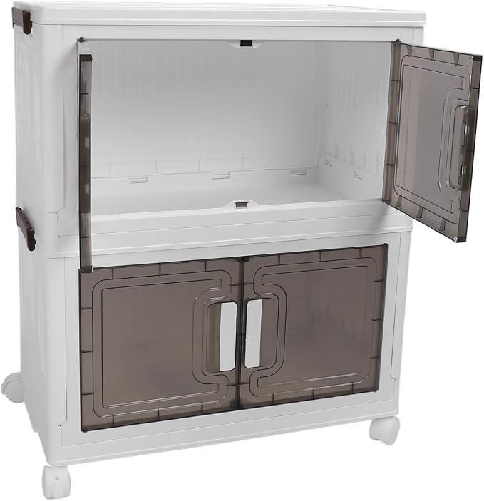 Brrnoo Stackable wheeled storage bin, 2-tier medium PP
