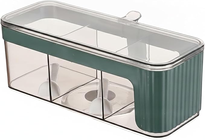 Fits Kitchen Countertops: 4-Section Spice Organizer, Durable PET Plastic Seasoning Caddy for Salt, Pepper, and Dry Herbs, Compact 13-Inch Storage Box