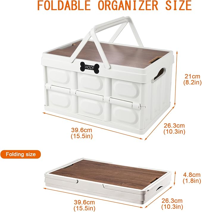 Morezi Outdoor dog toy bin chew proof box storage in plastic foldable designed dog stuff organizer great for pet food organizing toys leashes clothing in outside cream
