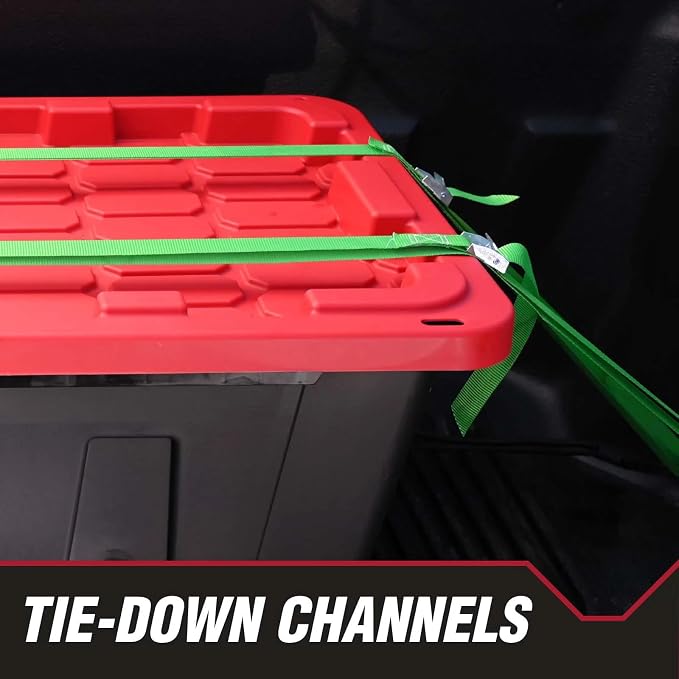 17 Gallon Plastic Organizer Bin, Black and Red