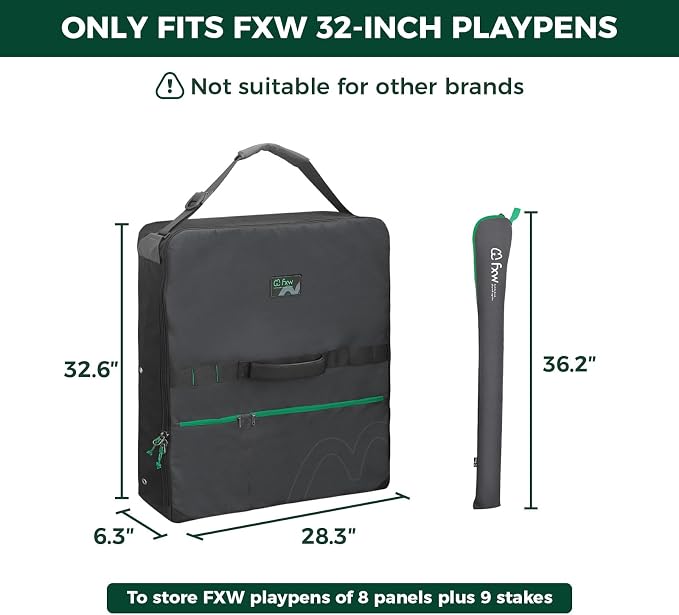 FXW Dog Playpen Storage Bag, Designed for RV Trips, Black, 1 Pack | Fits FXW Pens Only(32" H 8 Panels & 9 Stakes), Comfortable Carry, Neat Storage, Wear-Resistant, Patented