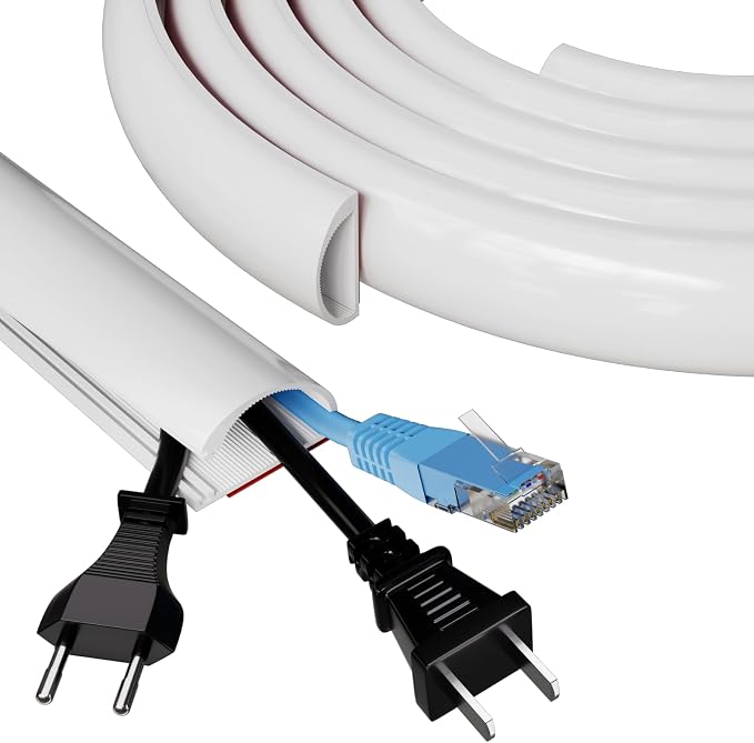 78" Side Open Cord Hider for Wall Mounted Tv, Silicone Flexible | Cable Cover to Hide Conceal Cords Along Wall,Wire Raceway Management Cable Concealer Channel,Electric,White W1.08"×H0.6"