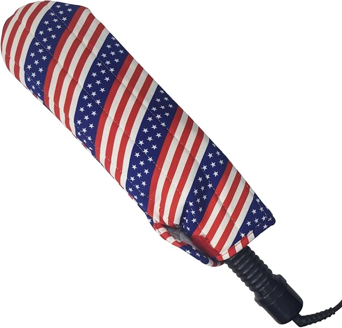 Case/Cover [Heat Resistant] for Curling Irons, Flat Irons or Straighteners, and Styling Irons, Silicone Coated Lining and Quilted Cotton Pouch for Travel, Gym, or Home [USA Flag]