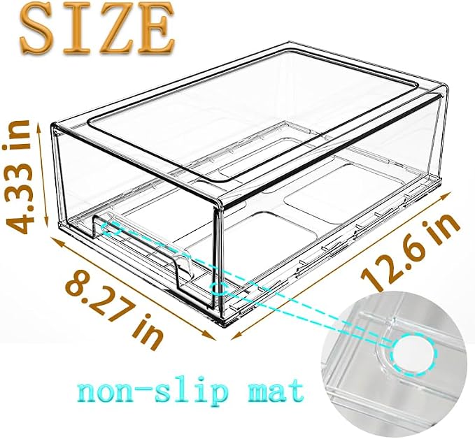 clear Drawer-Type Plastic Storage Box Bins Organizer，Family First Aid Kits Medicine cabinet Box Organizer,Closet ，Shelf，Ointments, Adhesive Bandages，Cosmetics,Office Items (clear, 6L)