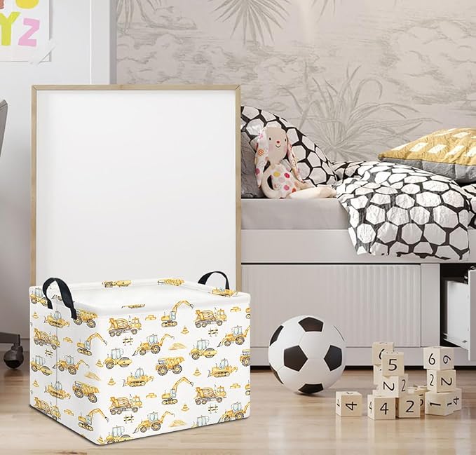 Rectangle Storage Basket,Collapsible Storage Bin,Books Box(Engineering Vehicle)
