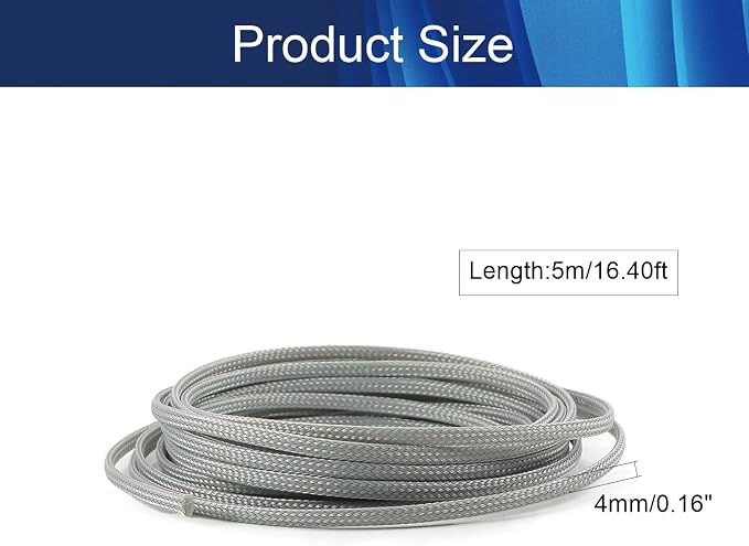 Jutagoss PET Expandable Braided Cable Sleeve, 16.4ft - 3/16 inch Gray Cable Management Sleeve, Wire Loom Tube Cord Protector for USB Cable, Power Cord, Audio Video and More, 1Pc