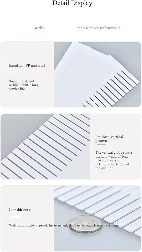 Drawer organizer partition board, suitable for kitchens, bathrooms, bedrooms, and offices