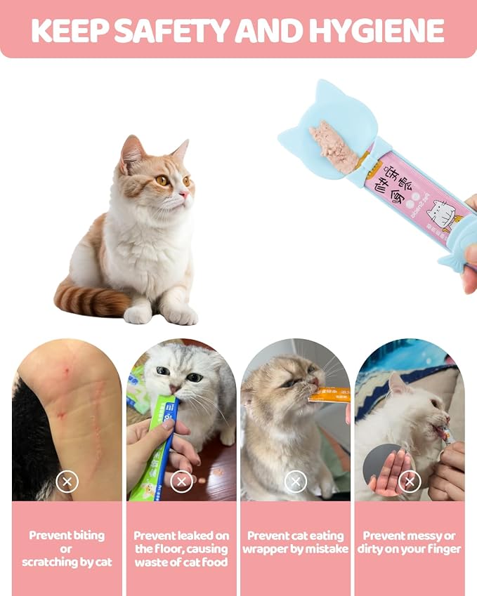 5 PCS Cat Food Can Covers Lids Set, Silicone Pet Food Can Lids with Multi-Function Cat Food Spoon and Opener, Cat Bar Squeezer, Stainless Steel Wet Food Spoon for Cats and Dogs (Pink) (Grey)