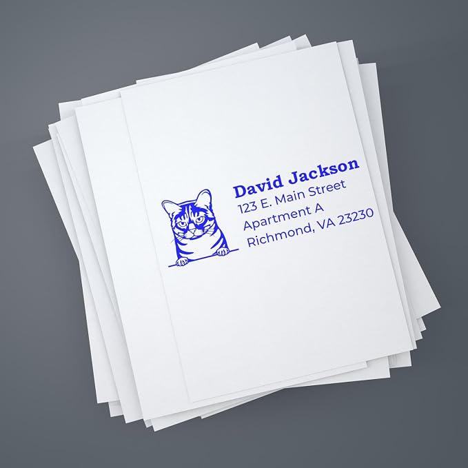 Peeking Australian Mist Cat Address Stamp Self-Inking - Custom Stamper | Personalized Address Stamp for Housewarming Gifts. Custom Australian Mist Cat Last Name Address Stamp. 4 case colors.