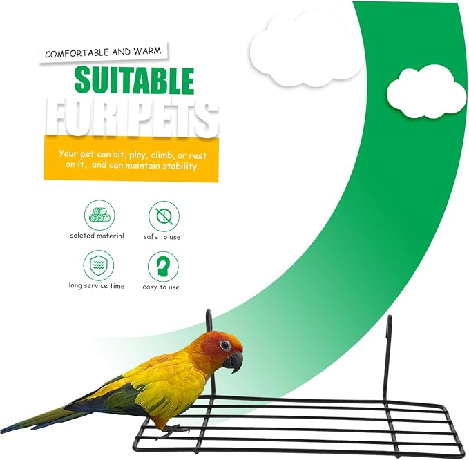 Hemobllo 3pcs Iron Frame Shelf for Pet Parrots Hanging Perch Stand Easy Wall Installation Multi-functional Display for Plants and Bird Accessories Black