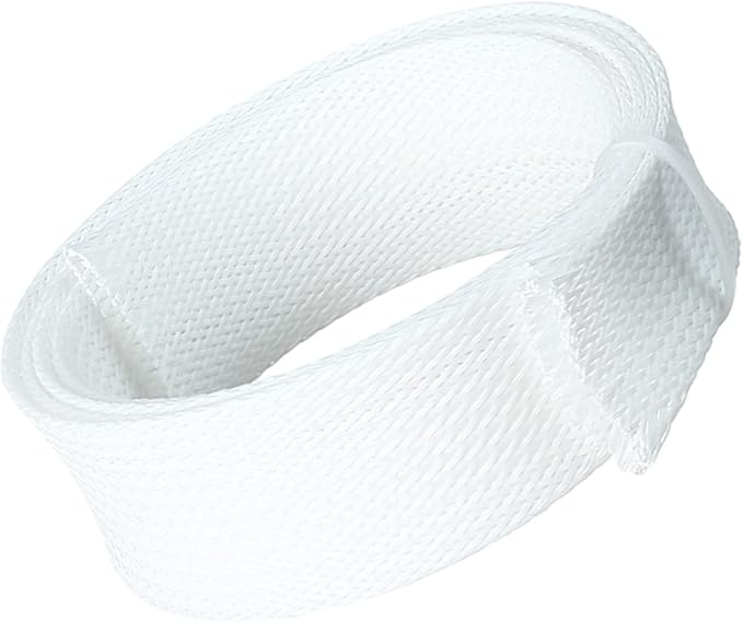 Jutagoss PET Expandable Braided Cable Sleeve, 3.28ft - 1 inch White Cable Management Sleeve, Wire Loom Tube Cord Protector for USB Cable, Power Cord, Audio Video and More, 1Pc