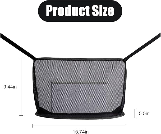 ZIMISI Car Net Pocket Handbag Holder, Auto Storage Organizer Between Front Seats, Large Capacity Vehicle Driver Storage Netting Pouch, Pet/Kids Car Barrier Accessories for Purse, Document (Black)
