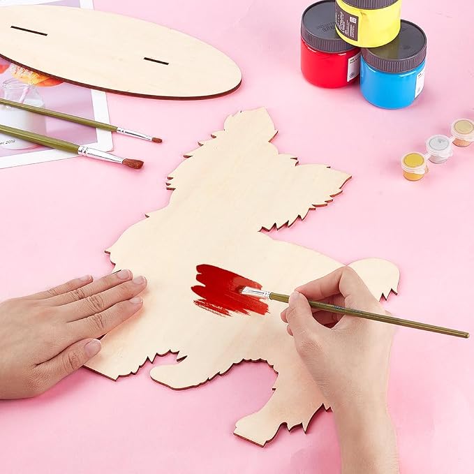 AHANDMAKER Wooden Dog Silhouette Display Stand Blank Pet Scarf Holder Dog Bib Rack for Pet Photography Craft Show PropsStore Display Photo Props Pet Accessory Booth