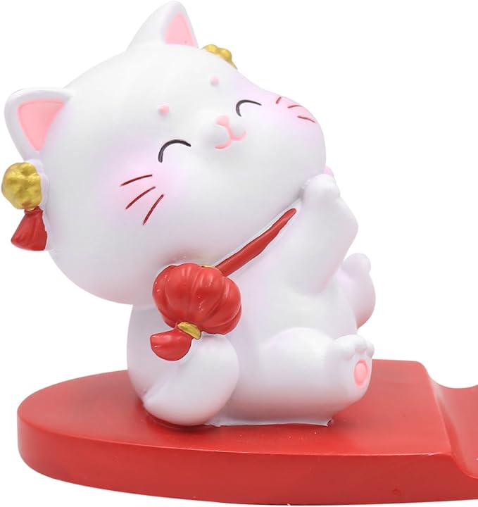 Cute Cat Phone Holder Desk Ornament Kawaii Phone Stand Universal Desk Phone Stand for All Mobile Smartphones Tablets