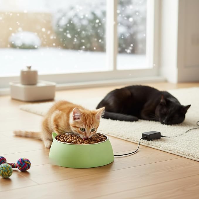 Heated Pet Bowl 1.5L Slanted Water Dispenser 15 Degree Angle On Off Switch for Dogs Cats Prevents Freezing Below 32掳F Winter Outdoor Use Comfortable Drinking Posture