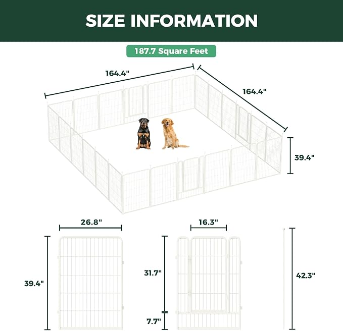FXW Rollick Dog Playpen, Indoor, Yard & RV Camping, 40" H, 24 Panels | Easy setup, Heavy-duty, DIY layouts, for Medium & Large Dogs, Patented