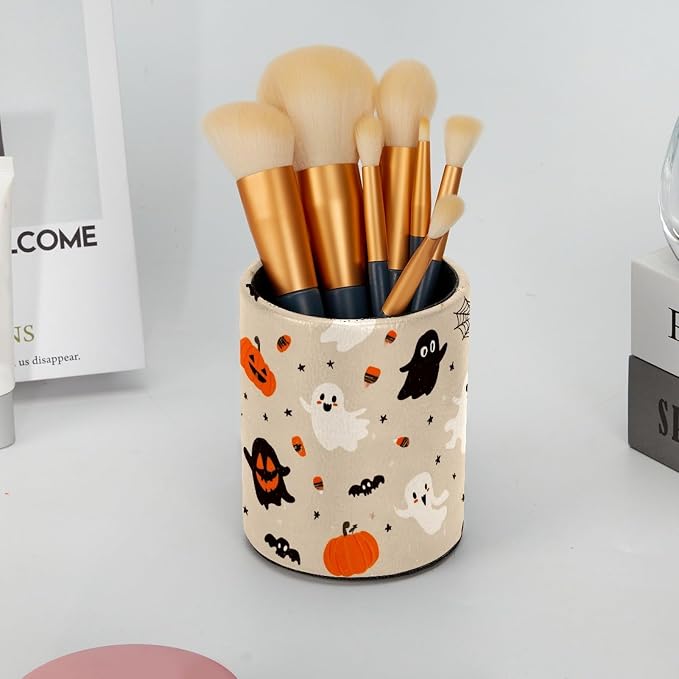 Halloween Pumpkin Pen Holder, Pencil Cup Marker Brush Holder Desk Storage Case, Desktop Organizer for School Office Home Supplies
