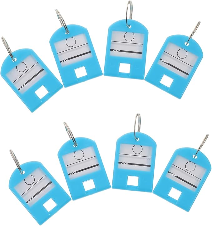 TEHAUX 50pcs Key Tags Split for Easy Identification Multi-Function Luggage Labels for Bags Keys Pets and Boys and Girls Items Organizers