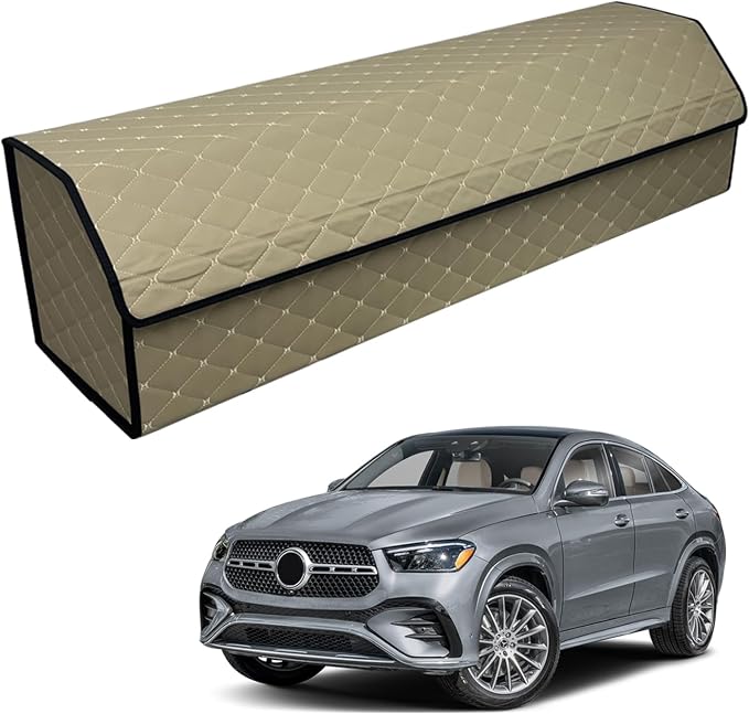 Car Trunk Organizer for For Benz GLE - Custom Fit,Easy Installation，Large Space Outdoor Trunk Organizer with Leather,Hook and Loop Fastener,4-Layer Cover,For Benz GLE 450 2020-2025