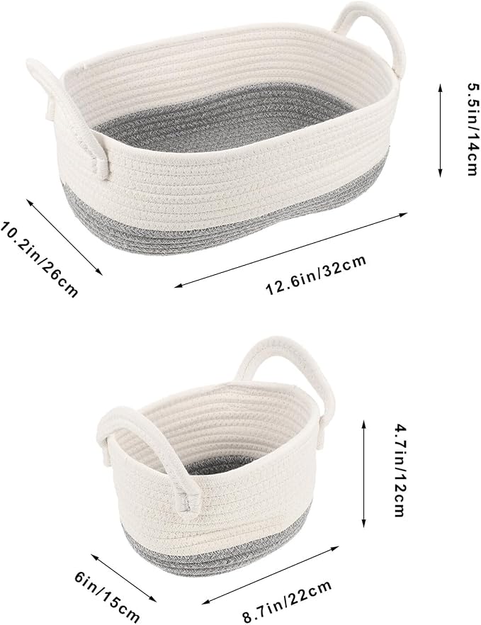 3pcs Woven Cotton Rope Storage Basket Set, Multipurpose Dog Organizer Containers for Pet Supplies, Sturdy Wicker Bins for Home and Nursery Storage