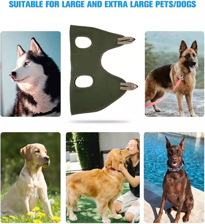 Kkiimatt 10 in 1 Pet Dog Grooming Hammock Harness with Nail Clipper,Dog Hammock for Nail Trim,Grooming Sling Holder Hanger Restraint for Claw Care (XXL+ / 100LB Max, Khaki Green)