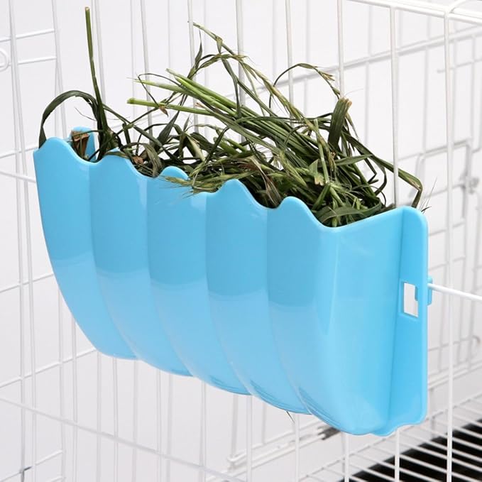 Rabbit Hanging Hay Feeder Rack Guinea Pig Mess-Free Dispenser Hay Bowl Manger Rack Wall-Mounted for Small Pets Rat Chinchilla Ferret Squirrel Cage Accessories (Yellow)