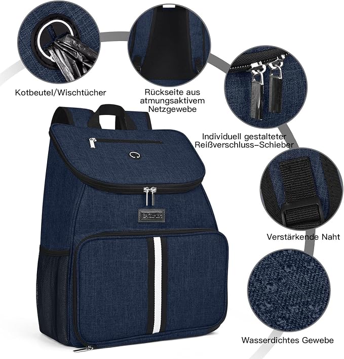 BAGLHER丨Dog Travel Bag, Airline Approved Pet Supplies Backpack, Dog Travel Backpack with 2 Silicone Collapsible Bowls and 2 Food Baskets