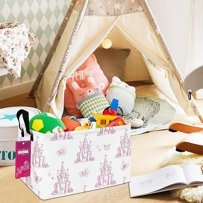 Rectangular Castle Storage Basket | Gifts Bag for Toys,Books,Clothes,Gifts,Pets-Perfect for Home,Office,Nursery,Dorm,Shelf