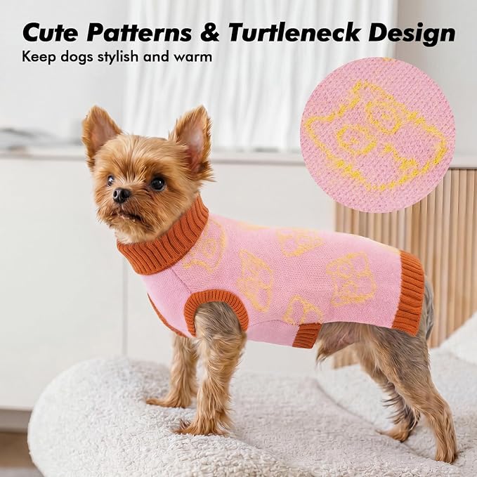 IDOMIK XL Dog Pullover Sweater, Cozy Sleeveless Dog Clothes for Winter,XL | Soft Stretch Knitted Dog Sweater with Foldable Turtleneck, Warm Pet Apparel for Large Breed Dogs, Cute Pattern Dog Outfit
