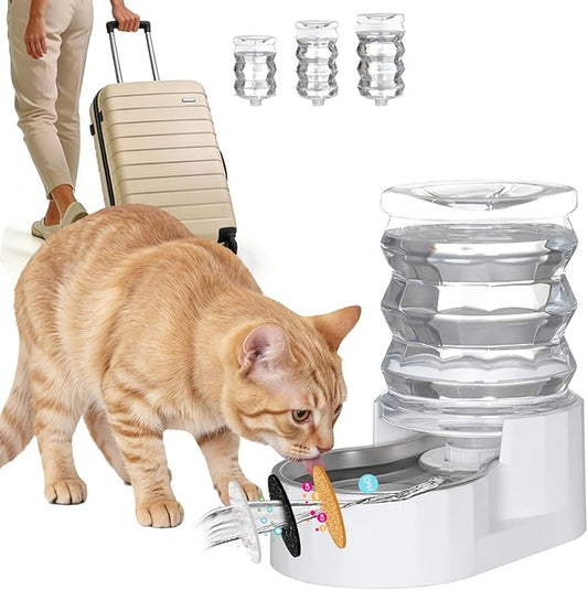 RIZZARI Dog Water Bowl Dispenser: 5L Large Stainless Steel Gravity Feeder - Helps Prevent Urinary Stones -Leak-Proof -Spill-Free Use-Small Dogs & Cats -Perfect for Kitchen & Daily Hydration