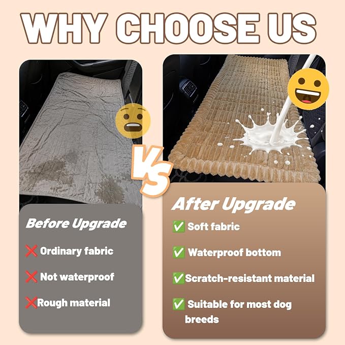 Dog Bed for Car Back Seat, Waterproof Dog Blanket for Car, Brown | Dog Bed for Car, Back Seat Dog Bed, Washable & Non-Slip Travel Pet Mat for For the Back Seat and Trunk, Fits Car, Truck & SUV
