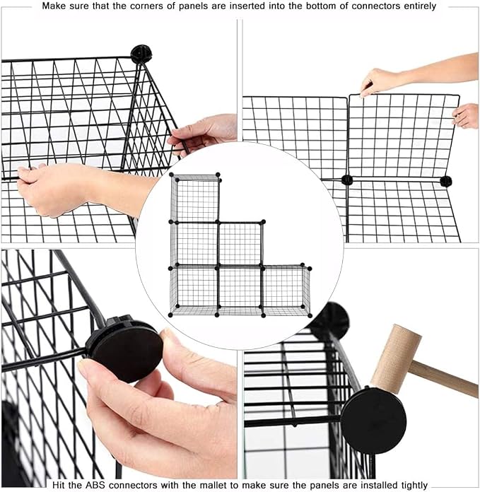 C&AHOME Wire Cube Storage, 6 - Cube Organizer Metal C Grids, Storage, Black | Modular Shelves Units, Storage Bins Shelving, Closet Organizer, Ideal for Home, Office, Living Room