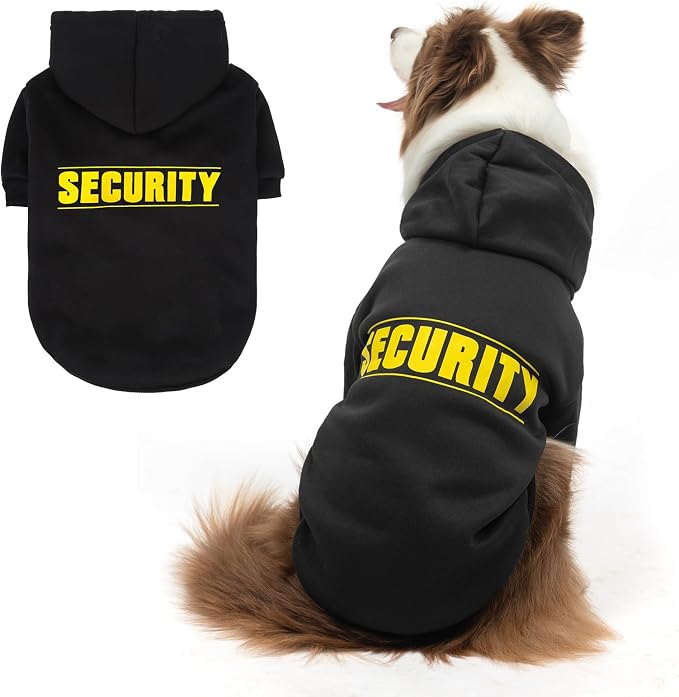 SCENEREAL Security Dog Hoodie Sweater & Jacket - Brushed Fleece for Small to Large Dogs with Hat & Leash Hole Weather & Occasions