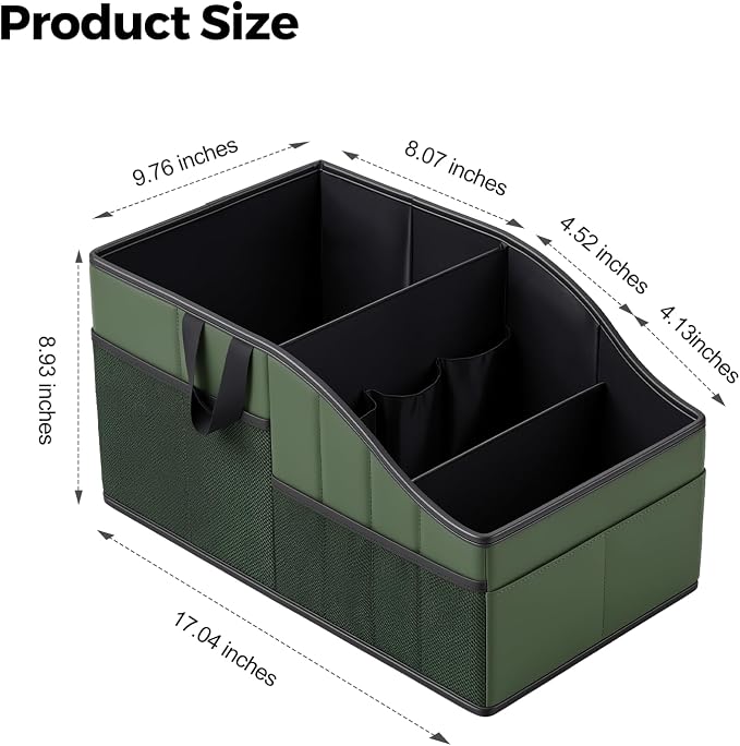 WHHMK Sturdy Leather Car Storage Support Up to 33 LB of Weight, Green | Car Backseat Organizers, Front Seat Organizer, Floor Organizer and Storage Used for SUV Truck Toy Snack Water Bottle Holder
