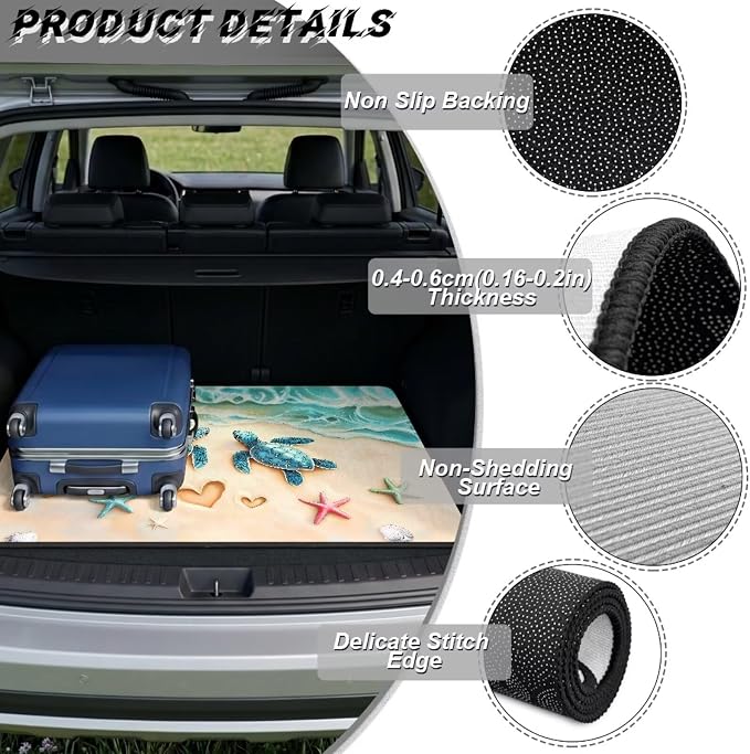 Beach Turtle Cargo Liners for SUV Universal Fit Car Trunk Mat Trunk Protection Cargo Liner Pads Picnic Pets Seat Cover 29" x 39"Inch, Machine Washable