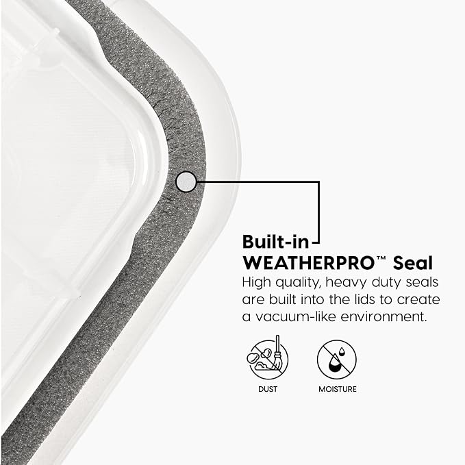 IRIS USA Storage Bins with Lids, WeatherPro Wheeled 106 Qt, Plastic, 3 Pack | Weather-tight gasket, wheels, and secure latches protect camping gear, tools, holiday décor, clothing, and documents.