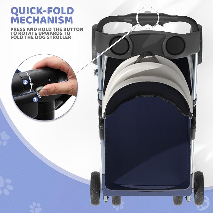 Magshion 3-in-1 Foldable Pet Stroller for Small to Medium Dogs and Cats | Dog Travel Jogger with Detachable Carrier, Cup Holder & Storage Basket, For Small/Medium Dogs & Cats Up to 33 lbs