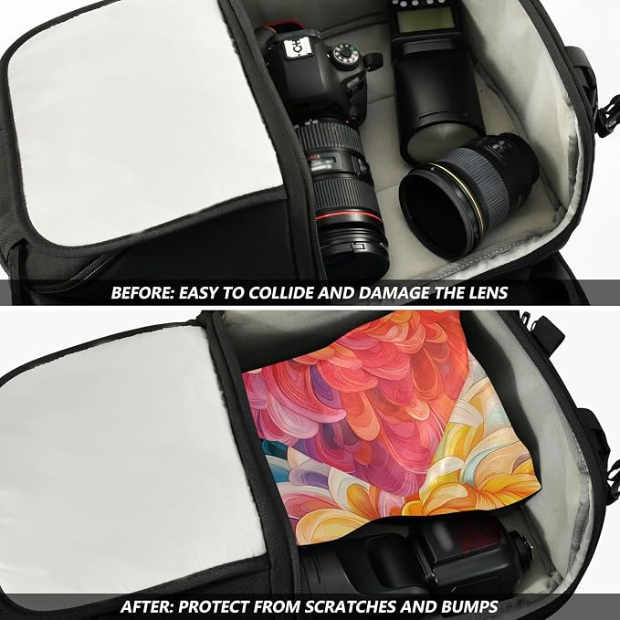 JIPONI Gredient Daisy Flower Makeup Bag, Self-Adhesive Magic Wrap Cloth, Portable Cosmetic Organizer, Camera Lens Protector, Travel Storage for Beauty Essentials, 21.7"x21.7"