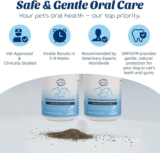 Dental Powder & Pet Teeth Cleaning Powder Kit for Dogs & Cats – Complete Oral Care Kit for Clean Teeth & Fresh Breath – Includes Dog Paw Balm, Nose Balm & Protective Paw Wax