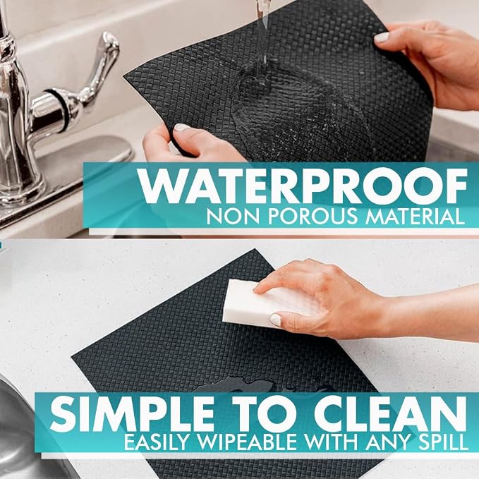 Shelf Liner, Drawer Liner & Kitchen Cabinet Liner – Thick Waterproof Rubber Refrigerator Liners, Fridge Mat, Wire Shelf Cover for Dresser, Pantry, Bathroom, Closet & Toolbox