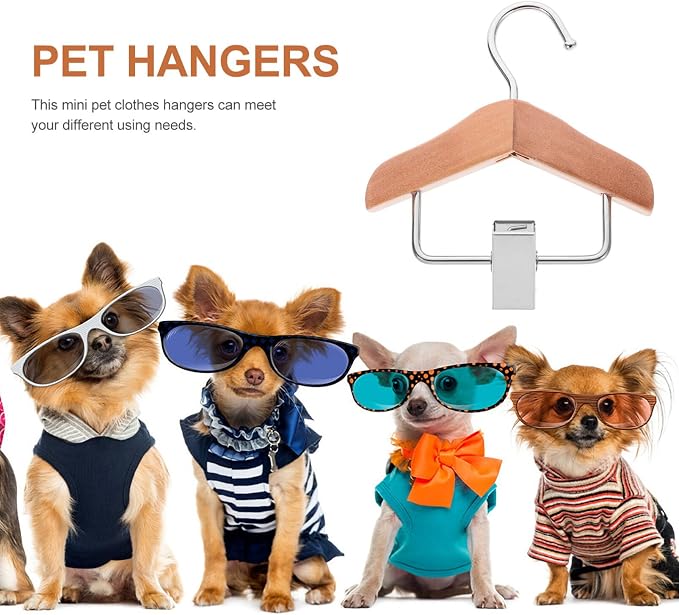 Cabilock Pet Outfit Hangers Small Hangers Wooden Dog Clothing Rack Pet Apparel Organizer