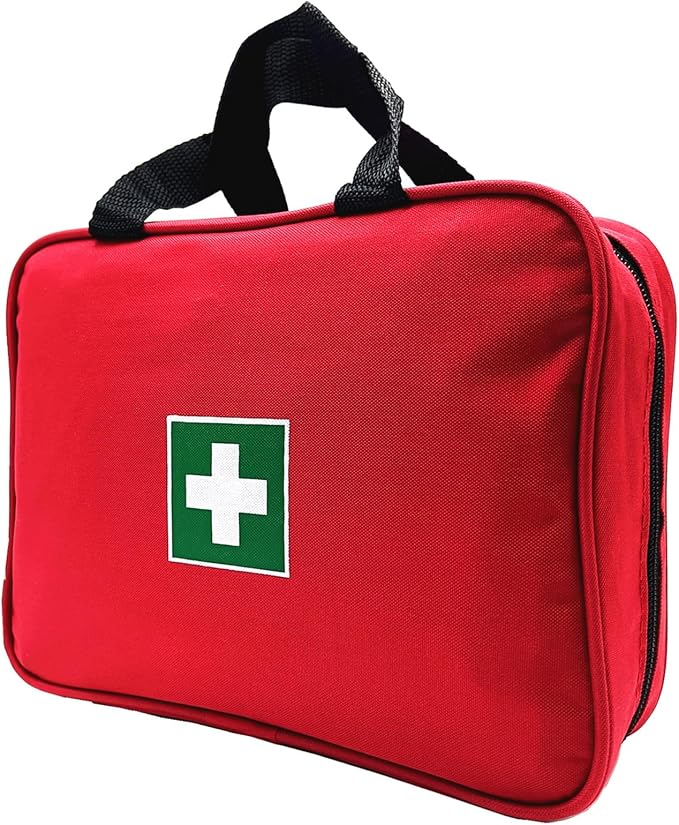 Red First Aid Bag Empty Travel Rescue Pouch First Responder Storage Medicine Emergency Bag for Car Home Office Kitchen Sports Outdoors (Red)